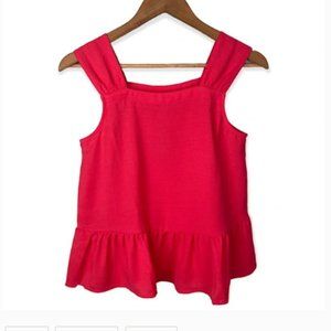 LOFT Square Neck Peplum Hem Top In Shiny Coral